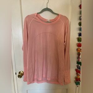 Lululemon Swiftly Tech Long-Sleeve Shirt 2.0 Hip Length, size 18, Dew Pink